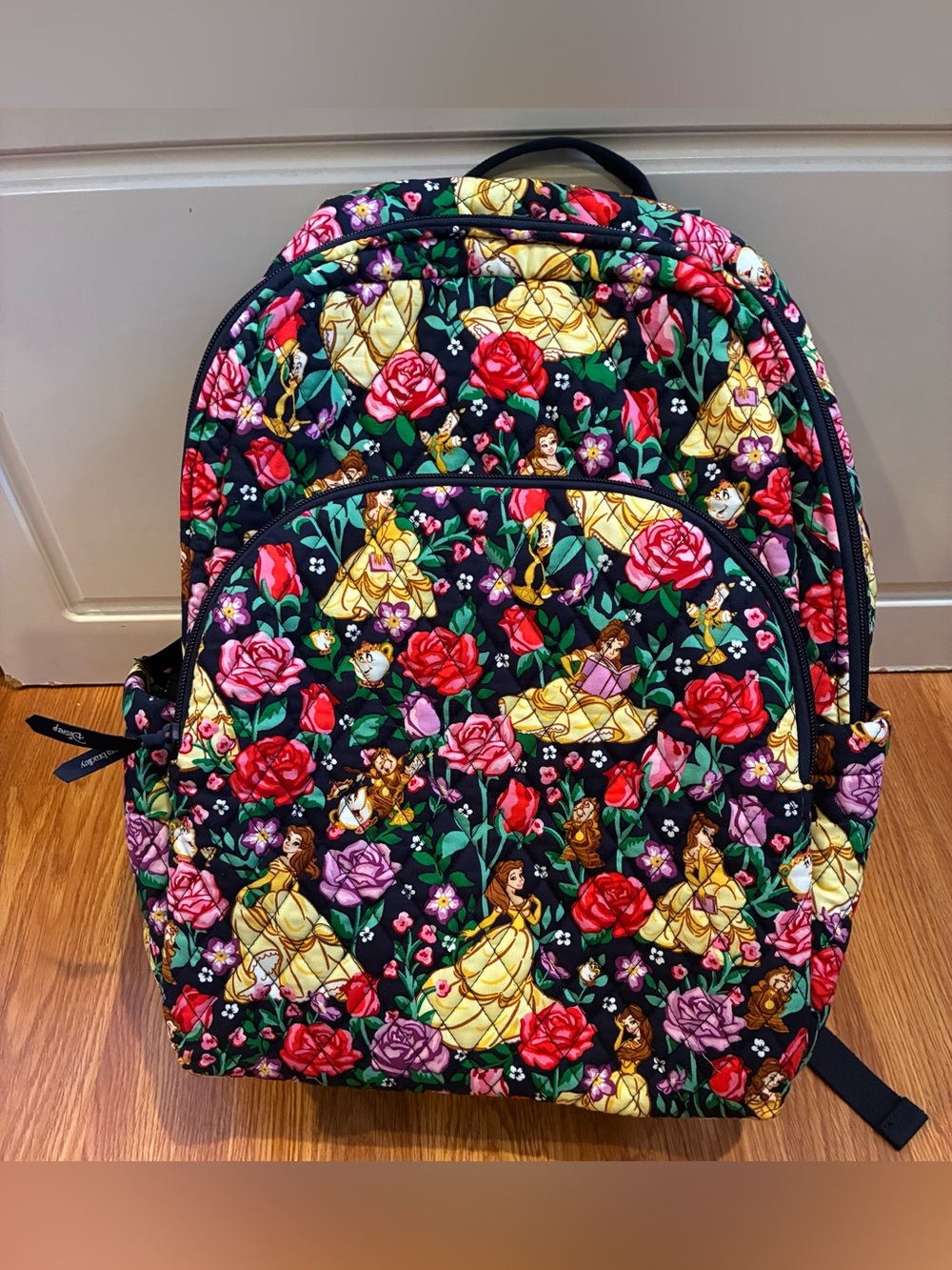 New Disney Vera Bradley Quilted Floral Belle Rose Meadow Backpack